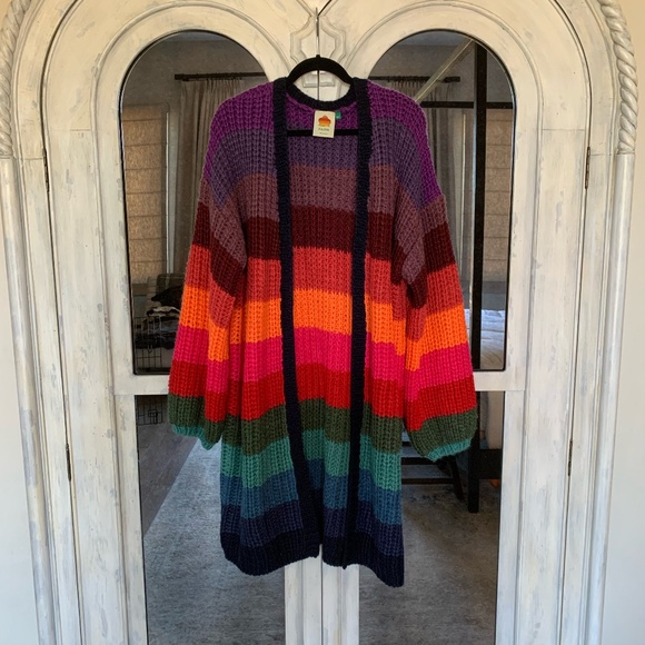 Brand New Farm Rio Rainbow Stripes Midi 